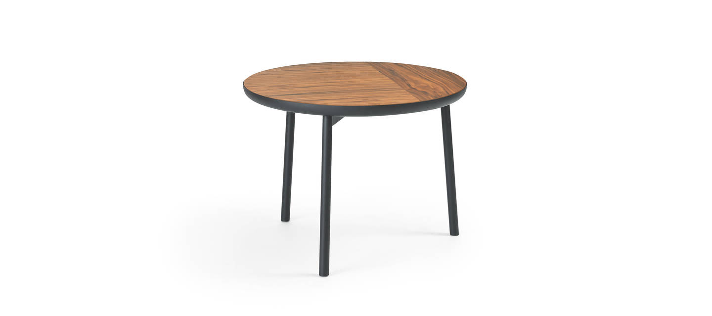 Chord Side Table - Black Texture, Walnut Inserts