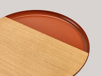 Chord Side Table - Oak over Ash, Copper Red Frame